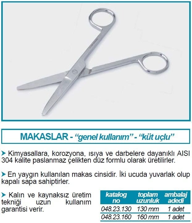 İSOLAB 048.23.130 makas laboratuar için küt